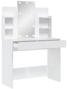 vidaXL Μπουντουάρ με LED Φώτα Λευκό 96x40x142 εκ.