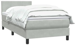 vidaXL Κρεβάτι Boxspring με Στρώμα Ανοιχτό Γκρι 80x210 εκ. Βελούδινο