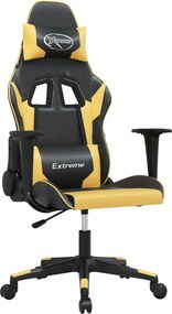 vidaXL Καρέκλα Gaming Μαύρο/Χρυσό από Συνθετικό Δέρμα