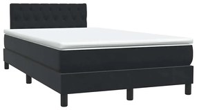 Κρεβάτι Boxspring με Στρώμα Μαύρο 1120x210 εκ. Βελούδινο - Μαύρο