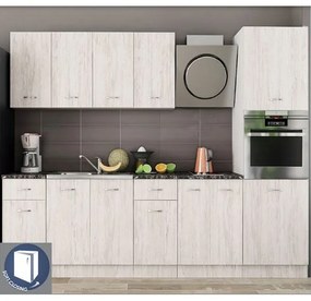 Κουζίνα Bosses, Oak Blanco-Άσπρο 280x60x90cm -GRA150