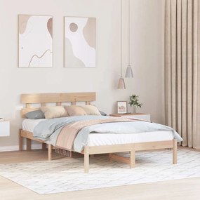 vidaXL Κρεβάτι με Κεφαλάρι 135x190 εκ. Μασίφ Ξύλο Πεύκου