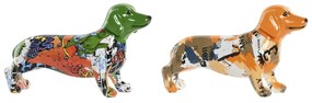 Διακοσμητική Φιγούρα Home ESPRIT Κίτρινο Πράσινο Πολύχρωμο Σκύλος 20 X 6 X 11,5 CM (x2)