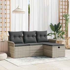 vidaXL Σετ Καναπέ Κήπου 4 pcs Ανοιχτό γκρι 196 x 117 x 85 εκ.