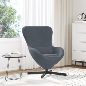 vidaXL Πολυθρόνα Αυγού Dark Grey Βελούδο