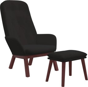 vidaXL Πολυθρόνα Relax με Υποπόδιο Μαύρη Βελούδινη