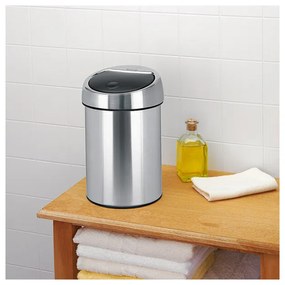 Δοχείο απορριμμάτων Brabantia Touch Bin 647211, 3 λίτρα, Ομαλός και αθόρυβος βρασμός, Τοποθέτηση Stenen, Inox/mat