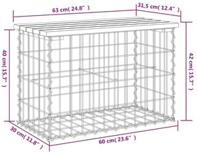 Παγκάκι Κήπου Συρματοκιβώτιο 63x31,5x42 εκ. Μασίφ Ξύλο Πεύκου - Καφέ