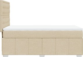 vidaXL Κρεβάτι Boxspring με Στρώμα Κρεμ 90x200 εκ.Υφασμάτινο