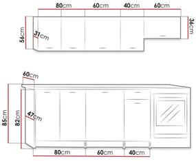 Σετ κουζίνας Trenton 105, 240x60cm, 118 kg, Πάγκος, Πλαστικοποιημένη μοριοσανίδα | Epipla1.gr