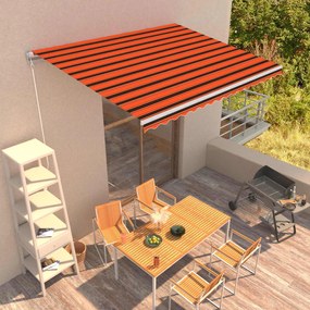vidaXL Τέντα Συρόμενη Χειροκίνητη Πορτοκαλί / Καφέ 400 x 300 εκ.