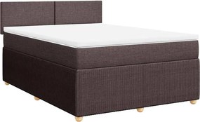 vidaXL Κρεβάτι Boxspring με Στρώμα Σκούρο Καφέ 160x200 εκ Υφασμάτινο