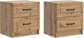 vidaXL Κομοδίνο 2 τεμ. Artisan Δρυς 43 x 34,5 x 44,5 εκ