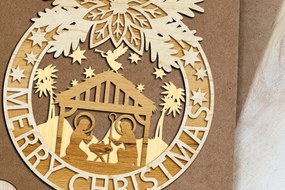 Σετ των 2 Intra απο ξύλο plywood 3mm-4mm πάχος Χριστουγεννιάτικο στεφάνι της Φάτνης Δίασταση 15x15 cm INTRAFABR-108685537