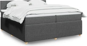 vidaXL Κρεβάτι Boxspring με Στρώμα Σκούρο Γκρι 200x200 εκ. Υφασμάτινο