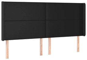 Κεφαλάρι Κρεβατιού LED Μαύρο 163x16x118/128 εκ. Συνθετ. Δέρμα - Μαύρο
