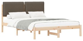 vidaXL Σκελετός Κρεβατιού με Επενδεδυμένο Κεφαλάρι Taupe 120 x 200 cm