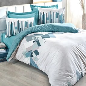 Σετ κρεβατοκάμαρας Cotton Box 129CTN2373, 100% βαμβάκι, τεμάχιο Z, κάλυμμα 160x220 cm, σεντόνι 160x240 cm, κάλυμμα 50x70 cm, λευκό/πράσινο