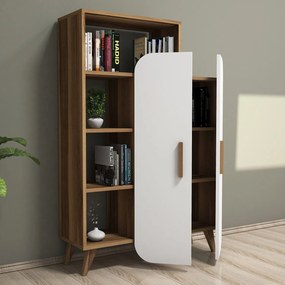 Βιβλιοθήκη Καρυδί / Λευκό DRINO 90x32x132