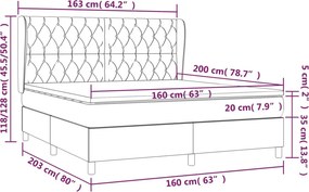 vidaXL Κρεβάτι Boxspring με Στρώμα Μπλε 160x200 εκ. Υφασμάτινο