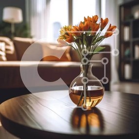 Intra Συλλεκτικό Ξύλινο Παζλ Plywood 4mm - Όμορφη εικόνα με πορτοκαλί τουλίπες σε βάζο Σε Ξύλινο Κουτί - Διαστάσεις Puzzle: 10x10 cm – 25 κομμάτια