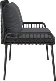 vidaXL Παγκάκι κήπου Μαύρο και Ανθρακί συνθετικό ρατάν