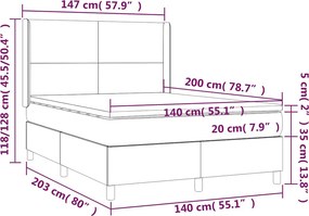 vidaXL Κρεβάτι Boxspring με Στρώμα Μαύρο 140x200 εκ. Υφασμάτινο