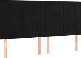vidaXL Κρεβάτι Boxspring με Στρώμα &amp; LED Μαύρο 200x200 εκ. Βελούδινο