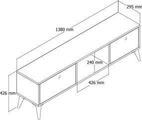 Έπιπλο Τηλεόρασης Δρυς POCLIR 138x29.5x42.6