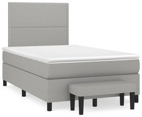 Κρεβάτι Boxspring με Στρώμα Ανοιχτό Γκρι 120x190 εκ. Υφασμάτινο - Γκρι