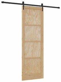 vidaXL Συρόμενη Πόρτα Χειροκίνητος Καφέ 78 x 232 cm Μασίφ ξύλο πεύκου