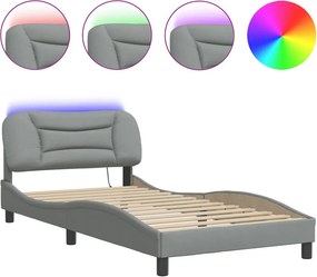 vidaXL Σκελετός Κρεβατιού με LED Χωρίς Στρώμα Hvar Αν. Γκρι 100x200 εκ.