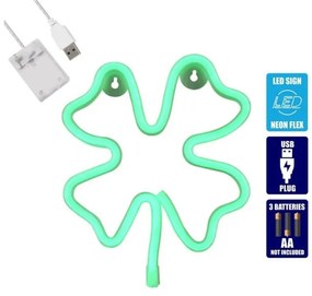 Διακοσμητικό Φωτιστικό Neon Led Τριφύλλι 78572 Globostar-78572-Πράσινο 78572