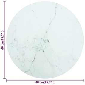 vidaXL Επιφάνεια Τραπεζιού Λευκή Ø40 x 0,8 εκ. Ψημ. Γυαλί Μαρμ. Σχέδιο