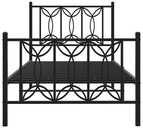 vidaXL Πλαίσιο Κρεβατιού με Κεφαλάρι&Ποδαρικό Μαύρο 75x190 εκ. Μέταλλο