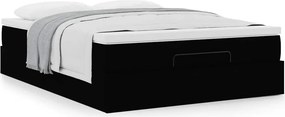 vidaXL Οθωμανικό κρεβάτι με στρώμα Μαύρο 140x190cm Ύφασμα
