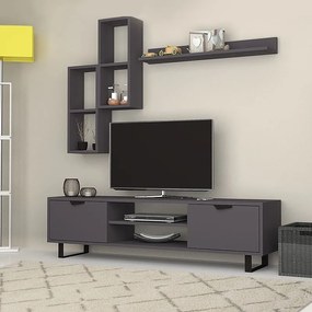 Megapap Σύνθεση Τηλεόρασης Lonsa Από Μελαμίνη Γκρι 160x35x40εκ.