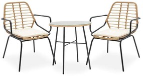 Dining set 3pcs Gaus-Naoki metal black pe natural