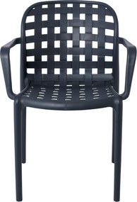 DENON Πολυθρόνα Στοιβαζόμενη PP-UV Ανθρακί   1τμχ