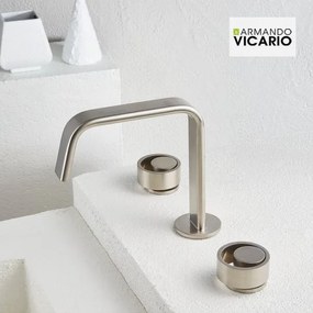 Μπαταρία νιπτήρα 3 οπών με βαλβίδα Clic Clac Halo Vicario-Inox