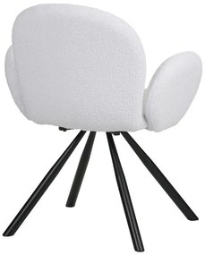 Καρέκλα - Πολυθρόνα Garzele Inart λευκό μπουκλέ ύφασμα-πόδι μαύρο μέταλλο 68x66x82.5εκ 68x66x82.5 εκ.