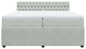 vidaXL Κρεβάτι Boxspring με Στρώμα Ανοιχτό Γκρι 200x200 εκ. Βελούδινο