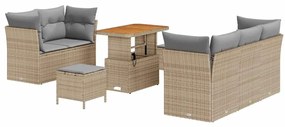 vidaXL Σετ Καναπέ Κήπου Ρυθμιζόμενο ύψος 8 pcs Μπεζ συνθετικό ρατάν