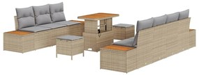 vidaXL Σετ Καναπέ Κήπου 10 pcs Μπεζ, Ανοιχτό Γκρι 90 x 55 x 71 cm