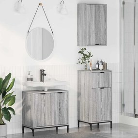 vidaXL Σετ Επίπλων Μπάνιου με ράφι 3 pcs Γκρι sonoma 39.5 x 36 x 88 εκ