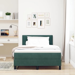 vidaXL Κρεβάτι Box Spring με Στρώμα Σκούρο Πράσινο 120x200 εκ. Βελούδο