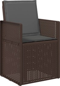 vidaXL Σέτ φαγητού για κήπο με μαξιλάρι 7 pcs Καφέ και Ανθρακί PP