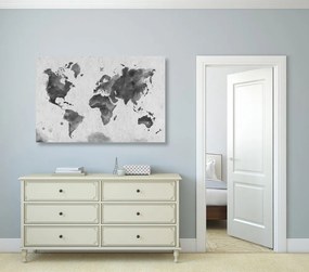 Εικόνα του παγκόσμιου χάρτη σε ρετρό στυλ σε ασπρόμαυρο σχέδιο - 60x40