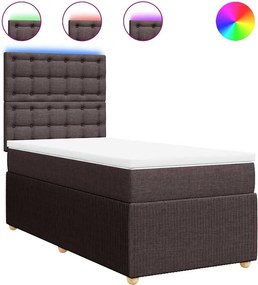 vidaXL Κρεβάτι Boxspring με Στρώμα Σκούρο Καφέ 100x200 εκ. Υφασμάτινο