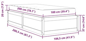 Κρεβάτι με Στρώμα Λευκό 100x200 εκ Μασίφ Ξύλο Πεύκου - Λευκό